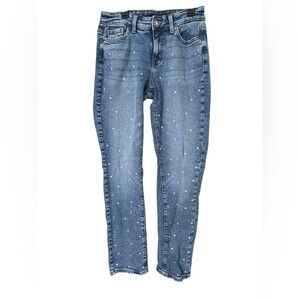 Time and Tru Women's Front Studded Embellishment Straight Leg Jeans, Size 4